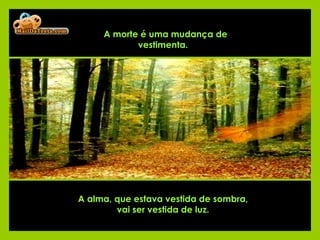 A alma, que estava vestida de sombra,  vai ser vestida de luz.    A morte é uma mudança de vestimenta.   