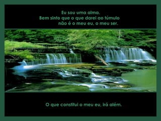 Eu sou uma alma.  Bem sinto que o que darei ao túmulo  não é o meu eu, o meu ser.  O que constitui o meu eu, irá além.   