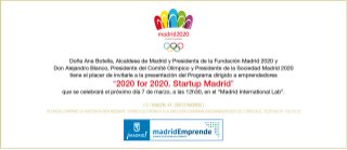 Invitación a la presentación de "2020 for 2020. Startup Madrid" (07/03/13, 12:30)