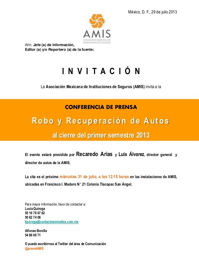 Invitación Conferencia de Prensa 31 julio2013