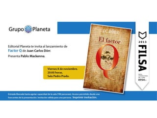 Invitaciones Editorial Planeta FILSA 2013