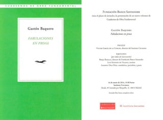 Invitación a la presentación 'Fabulaciones en prosa' de Gastón Baquero