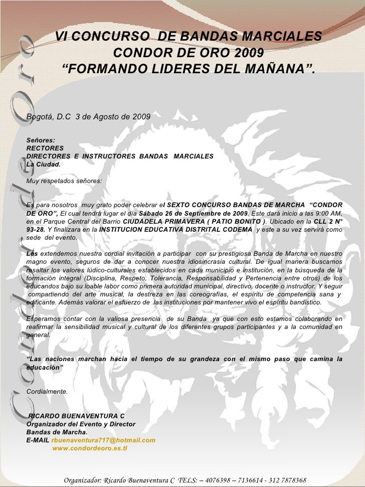 Invitacion Y Reglamento Concurso Condor De Oro 2009 1
