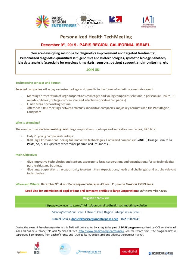 invitation personalized health tech meeting paris dec 9 2015