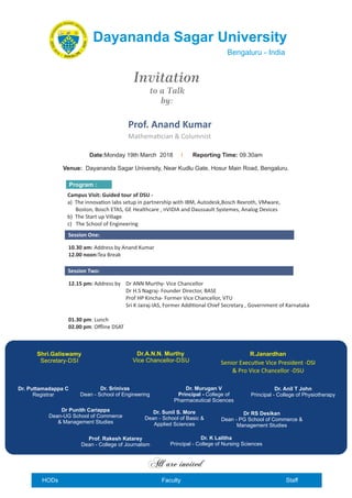 Super 30 - A talk by Prof. Anand Kumar at Dayananda Sagar University | PDF