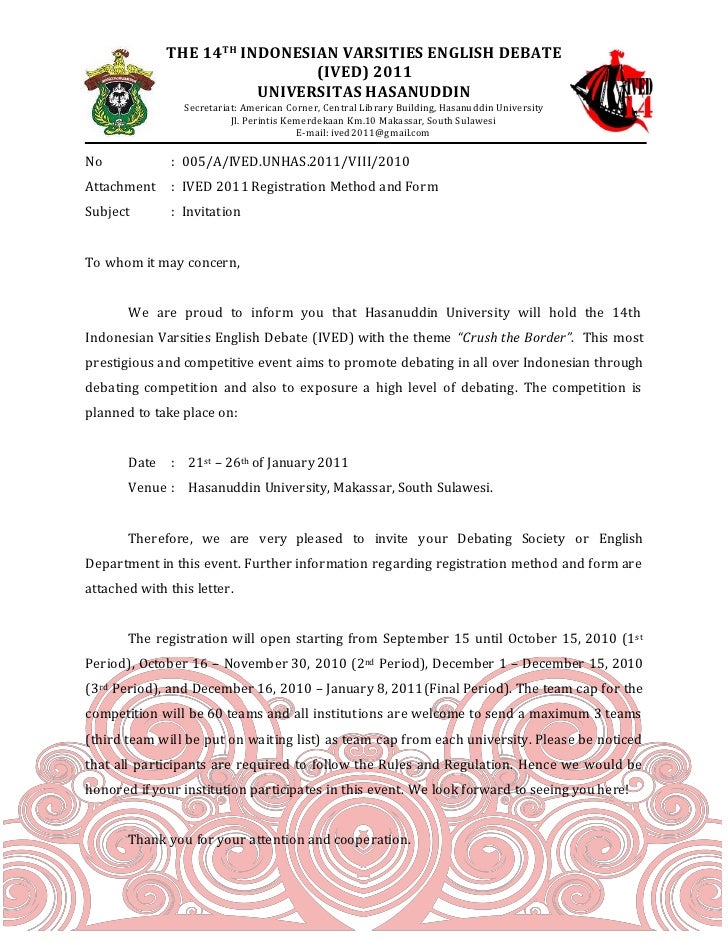 Invitation And Registration Form Ived Unhas 2011