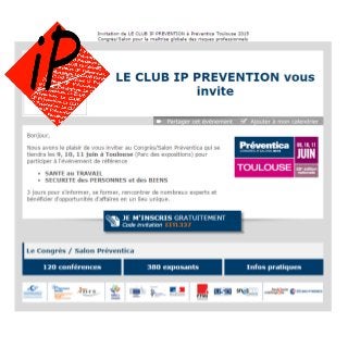 Le Club Paritaire iP PREVENTION vous invite à Préventica Toulouse les 9, 10 et 11 juin 2015