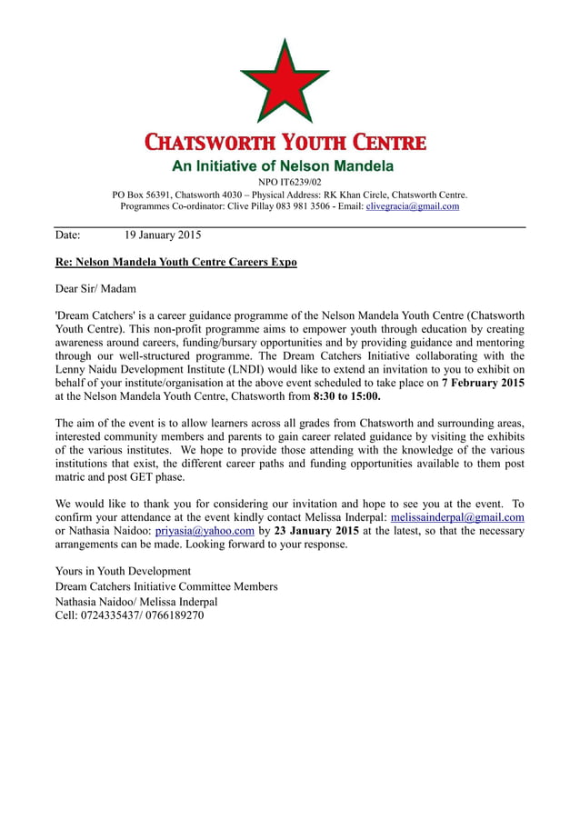 Invitation letter to careers expo 2015