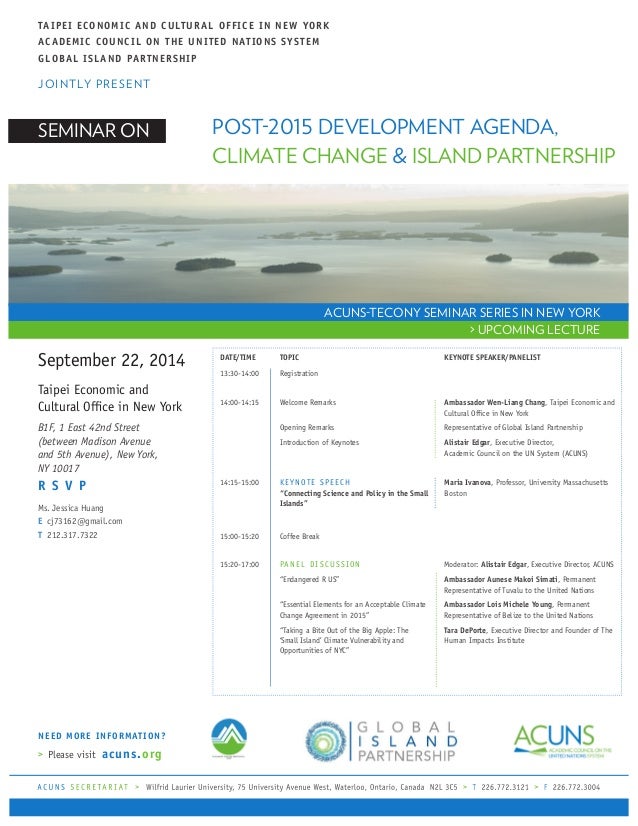 Invitation Of Seminar On Post 2015 Agenda Climate Change And Island