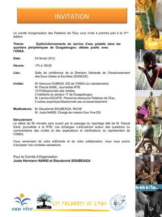 Invitation publique palabres de l'eau fevrier 2012