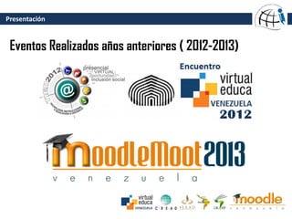 Presentación
Eventos Realizados años anteriores ( 2012-2013)
 