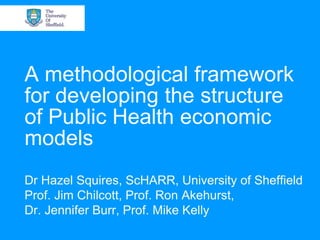A methodological framework
for developing the structure
of Public Health economic
models
Dr Hazel Squires, ScHARR, University of Sheffield
Prof. Jim Chilcott, Prof. Ron Akehurst,
Dr. Jennifer Burr, Prof. Mike Kelly
 