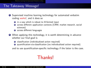 Automated Classification and Quantification of Verbatims via Machine ...