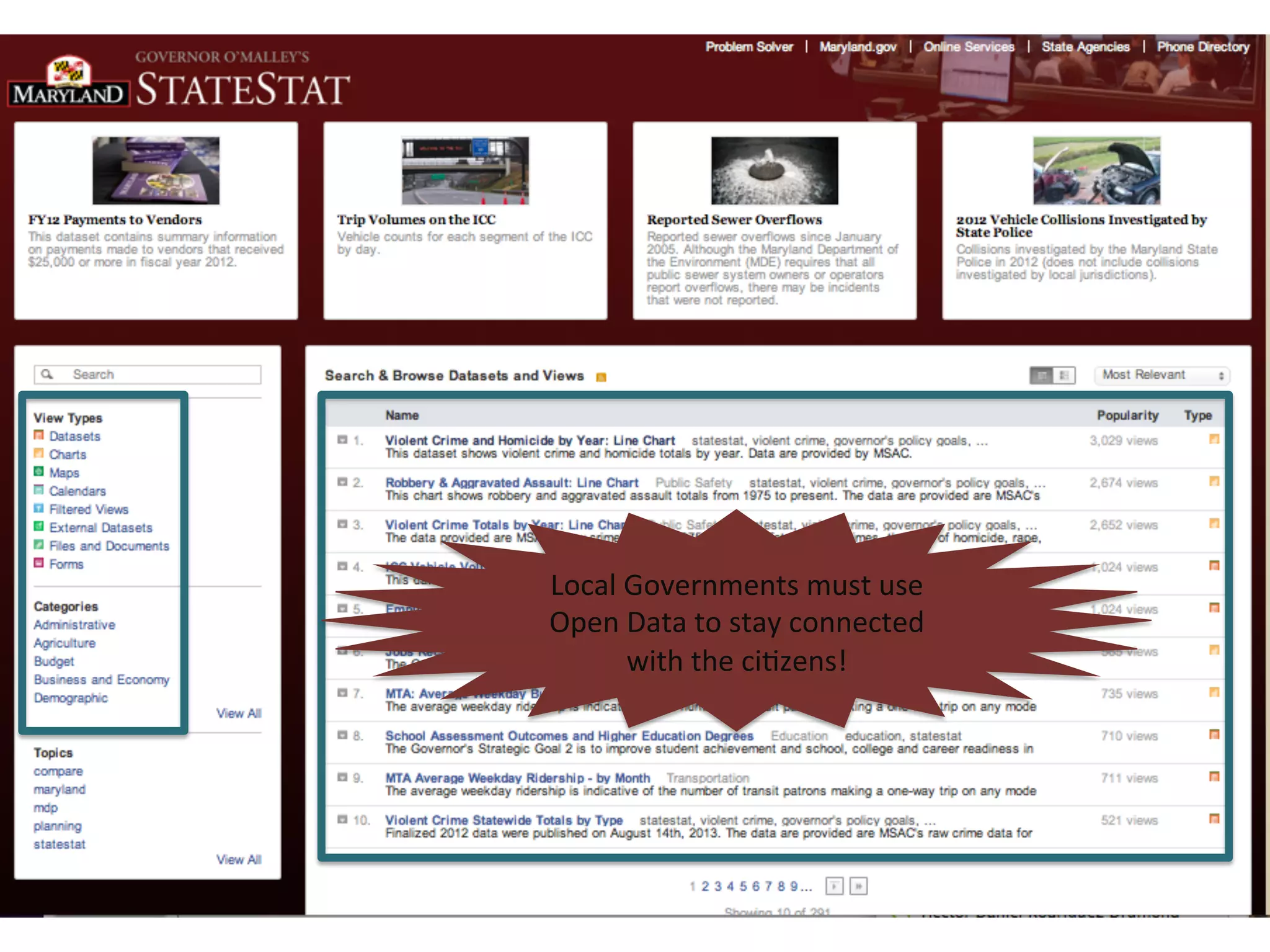 Local	
  Governments	
  must	
  use	
  
Open	
  Data	
  to	
  stay	
  connected	
  
with	
  the	
  ciKzens!	
  

 