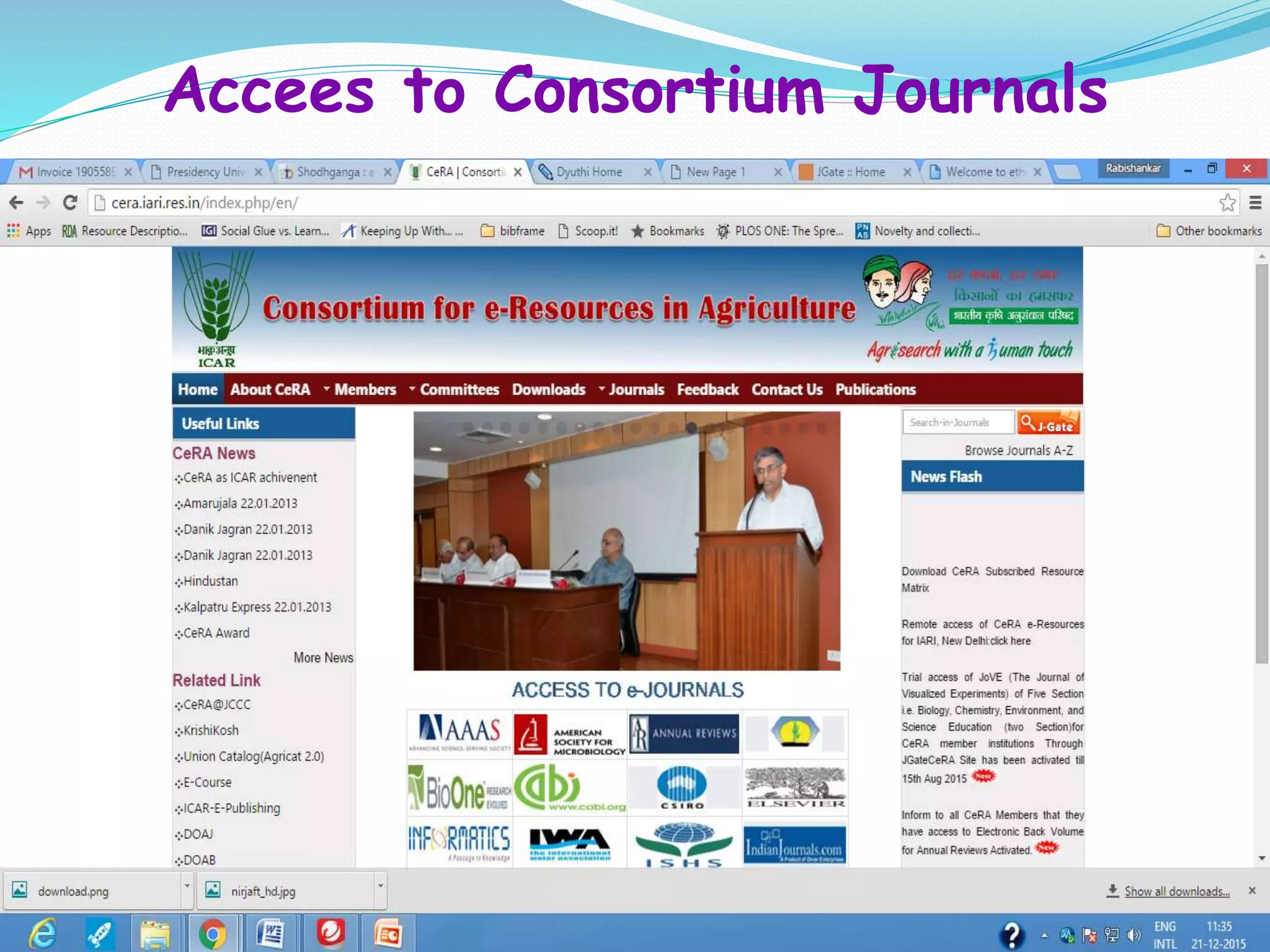 Accees to Consortium Journals
 