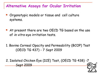 Bcop Test In vitro alternatives for skin and eye irritation studies | PPT