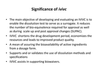in vitro dissolution and iviv correlation | PPTX