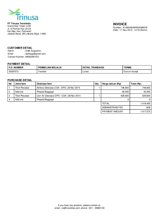 Contoh Faktur Invoice - Healthy Body Free Mind