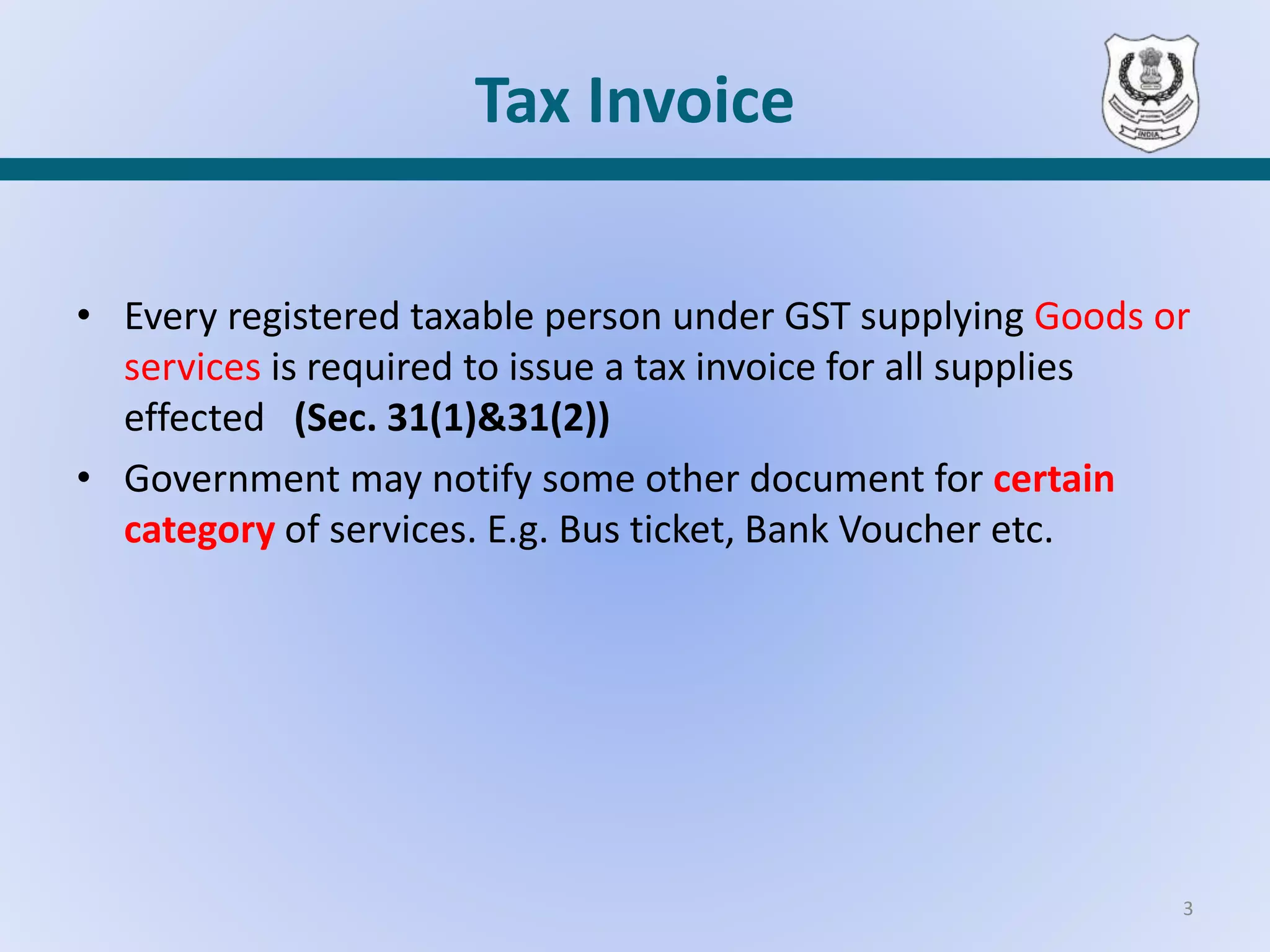 Invoicing under GST PPT