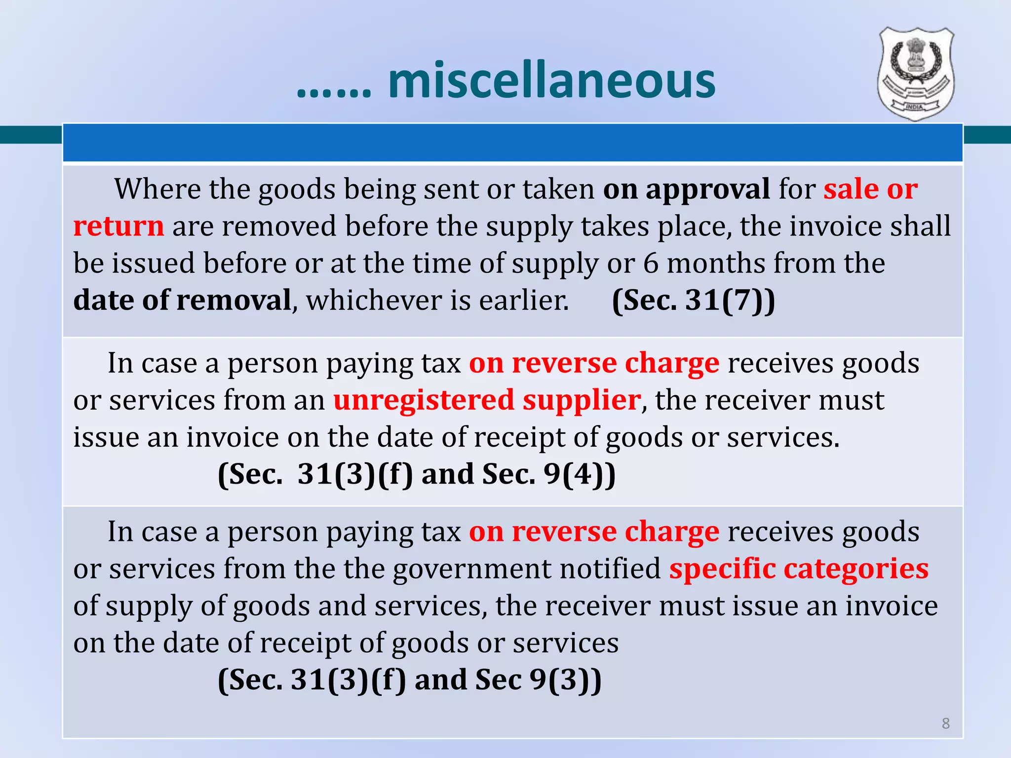 Invoicing under GST PPT