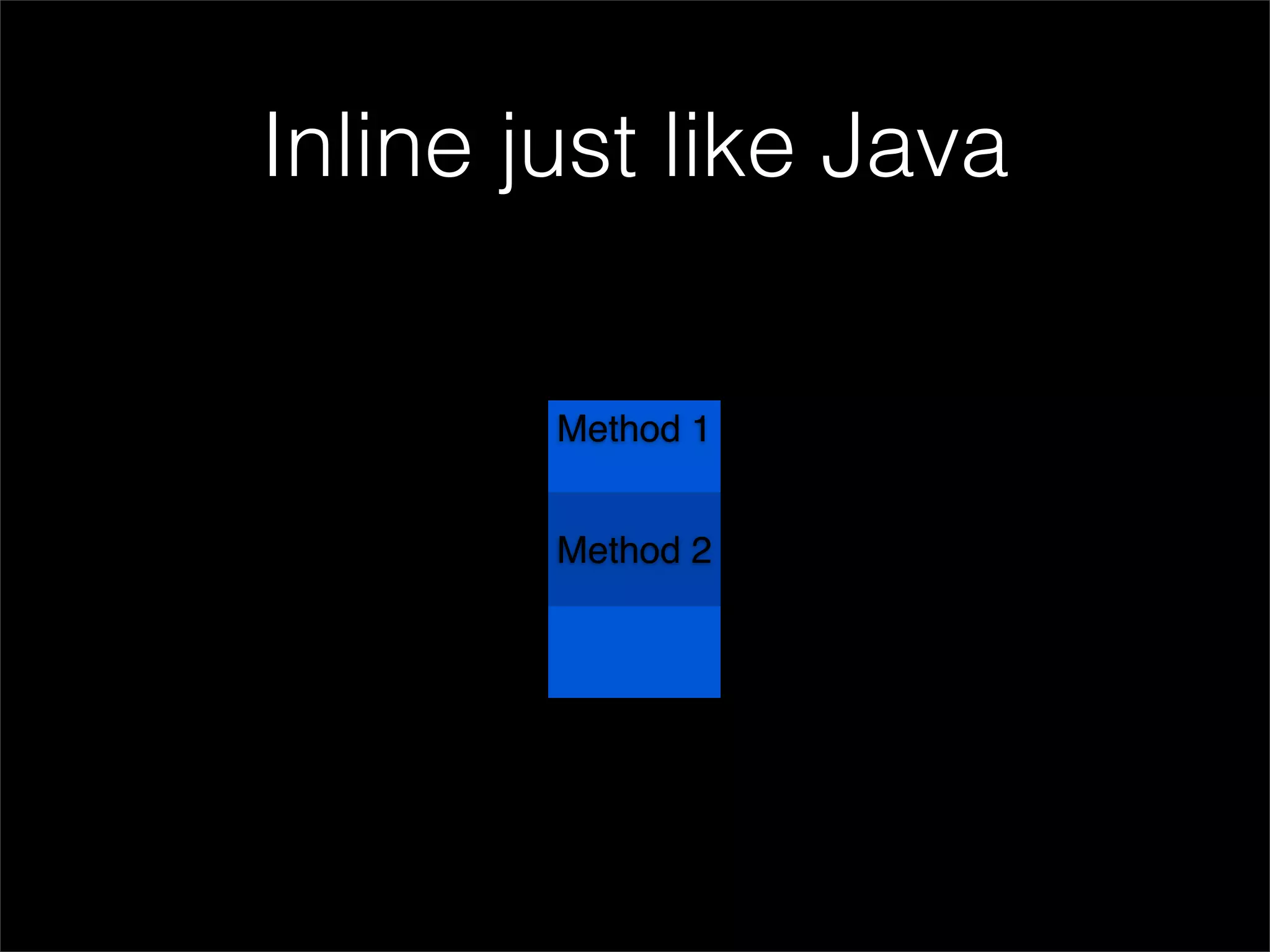 Inline just like Java

        Method 1


        Method 2
 