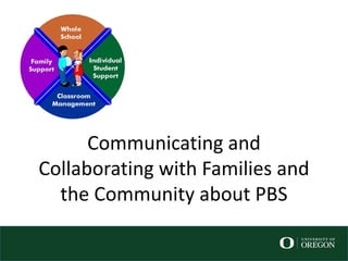 Communicating and
Collaborating with Families and
the Community about PBS
 