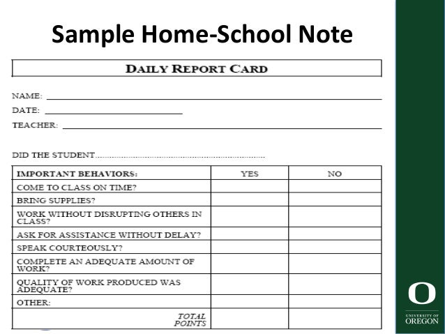 Sample Daily Report Card