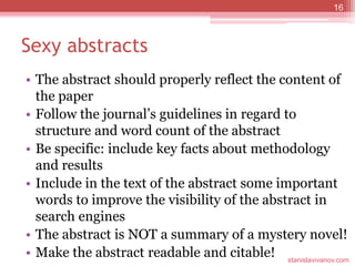 Brief Abstract Search Engine Publishing Top Tips: Sexy topics, titles and abstracts | PDF