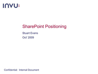 SharePoint Positioning Stuart Evans Oct’ 2009 Confidential:  Internal Document 