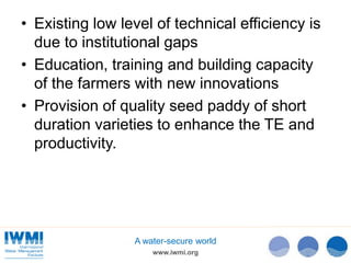 Technical Efficiency of Paddy Cultivation in Anicut Schemes in the Walawe Basin