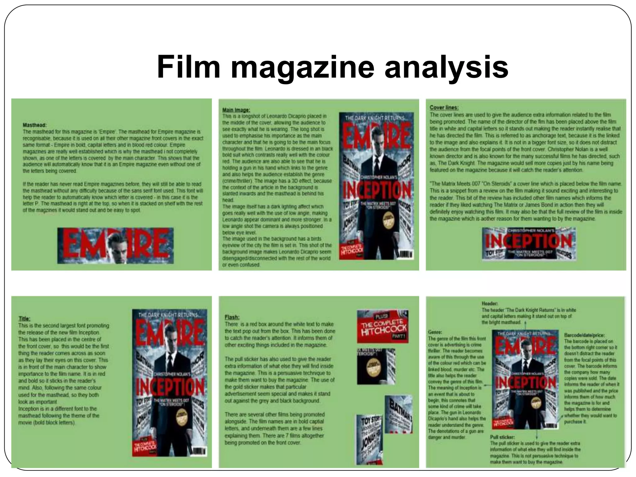 Film magazine analysis
 