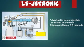 LE-JETRONIC

       • Pulverización de combustible
          en el tubo de admisión
       • Sistema analógico: NO memoria
 