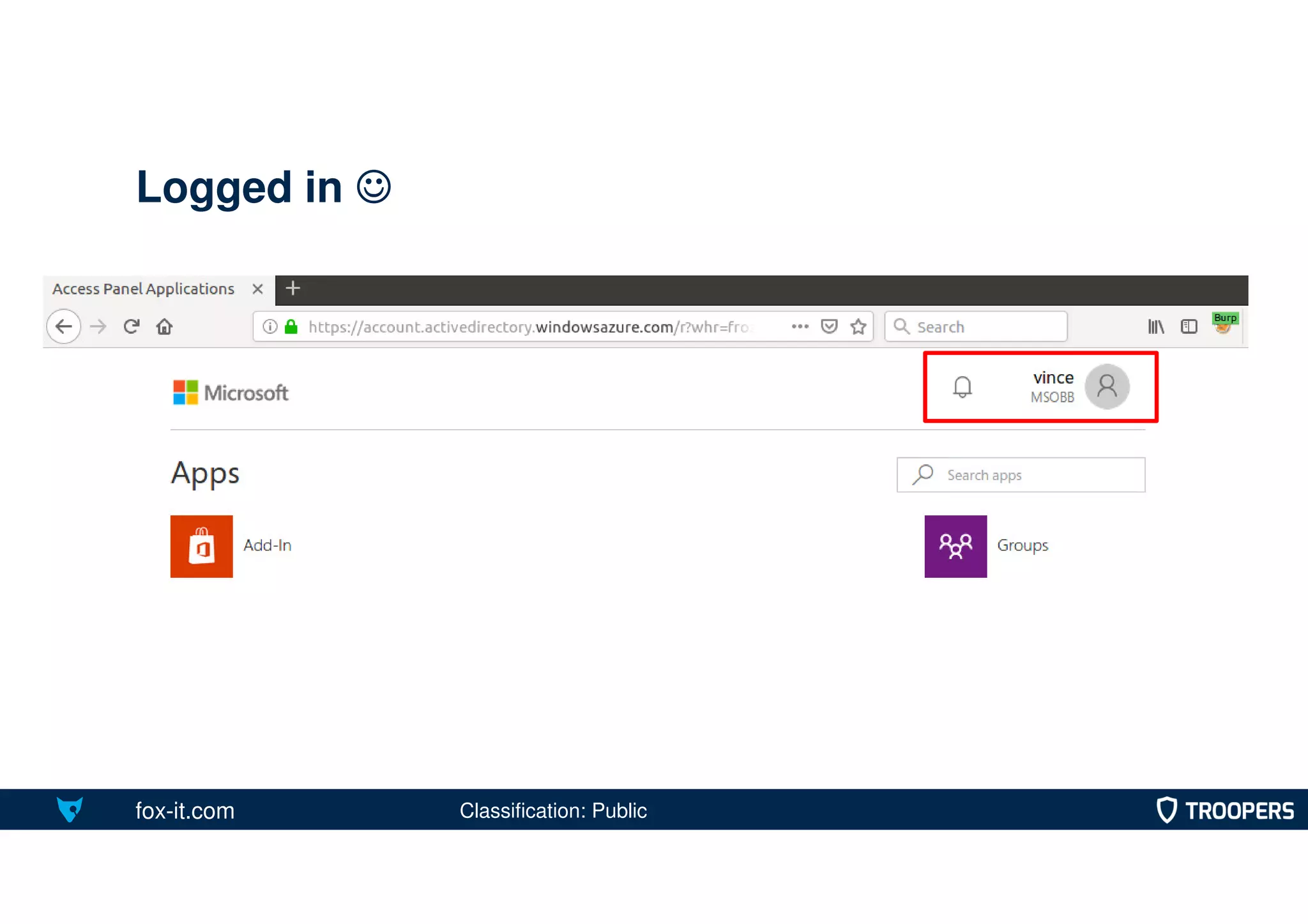 fox-it.com
Logged in 
Classification: Public
 