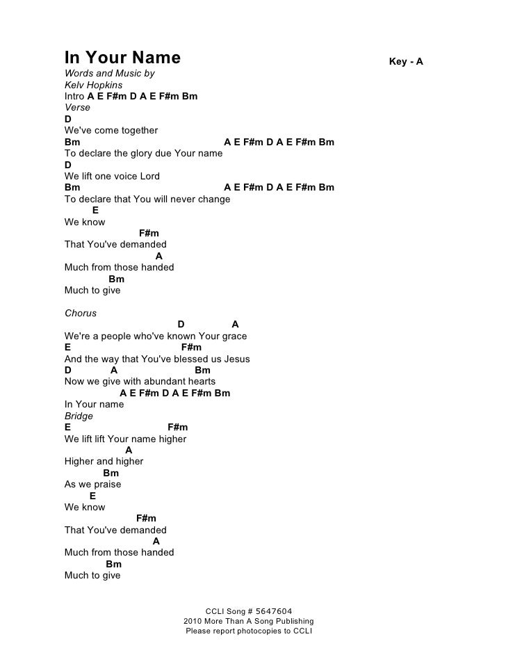 In Your Name Chords