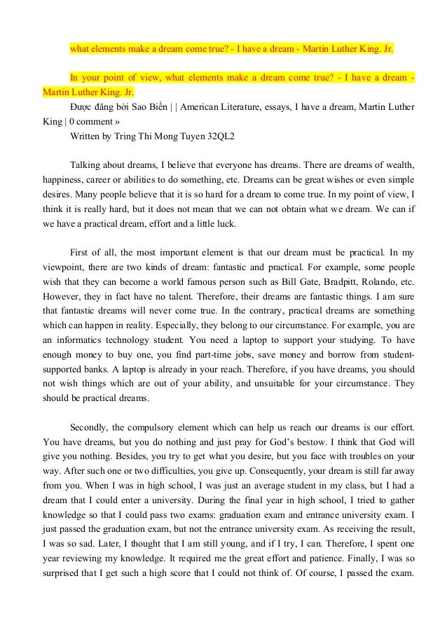 Has martin luther king dream come true essay