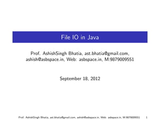 I/O in java Part 1 | PDF
