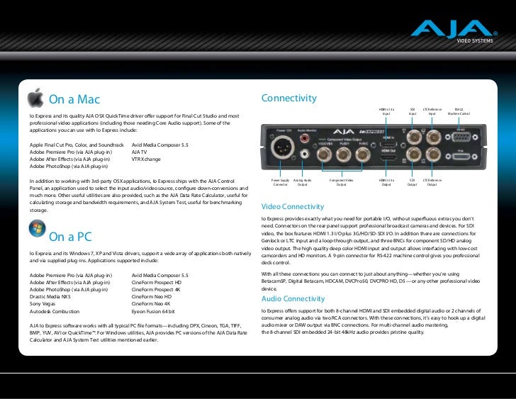 Aja kona4 sdi i/o driver manual