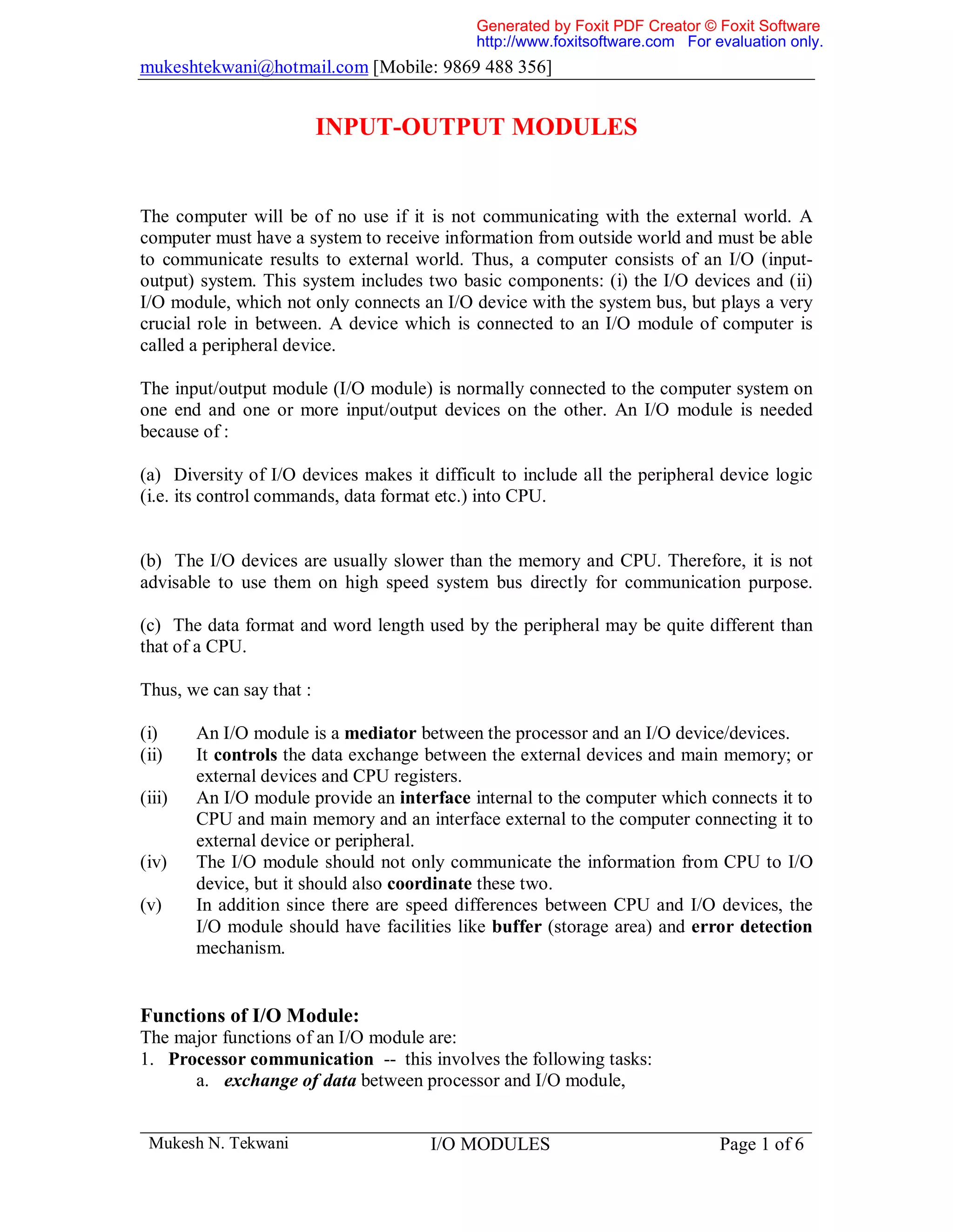 Input-Output Modules | PDF