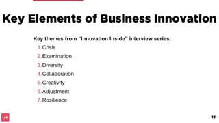 A starting point
What are the key elements of
business innovation?
13
 