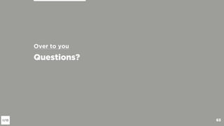 The Hero’s Journey
“it enables us to bring forth something in
this life that was never beheld before,
namely the fulﬁlment in this time and
space of our own potentialities which are
particular to ones own self”
- Joseph Campbell
65
 