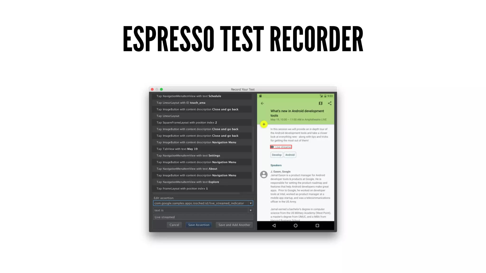ESPRESSO TEST RECORDER
 