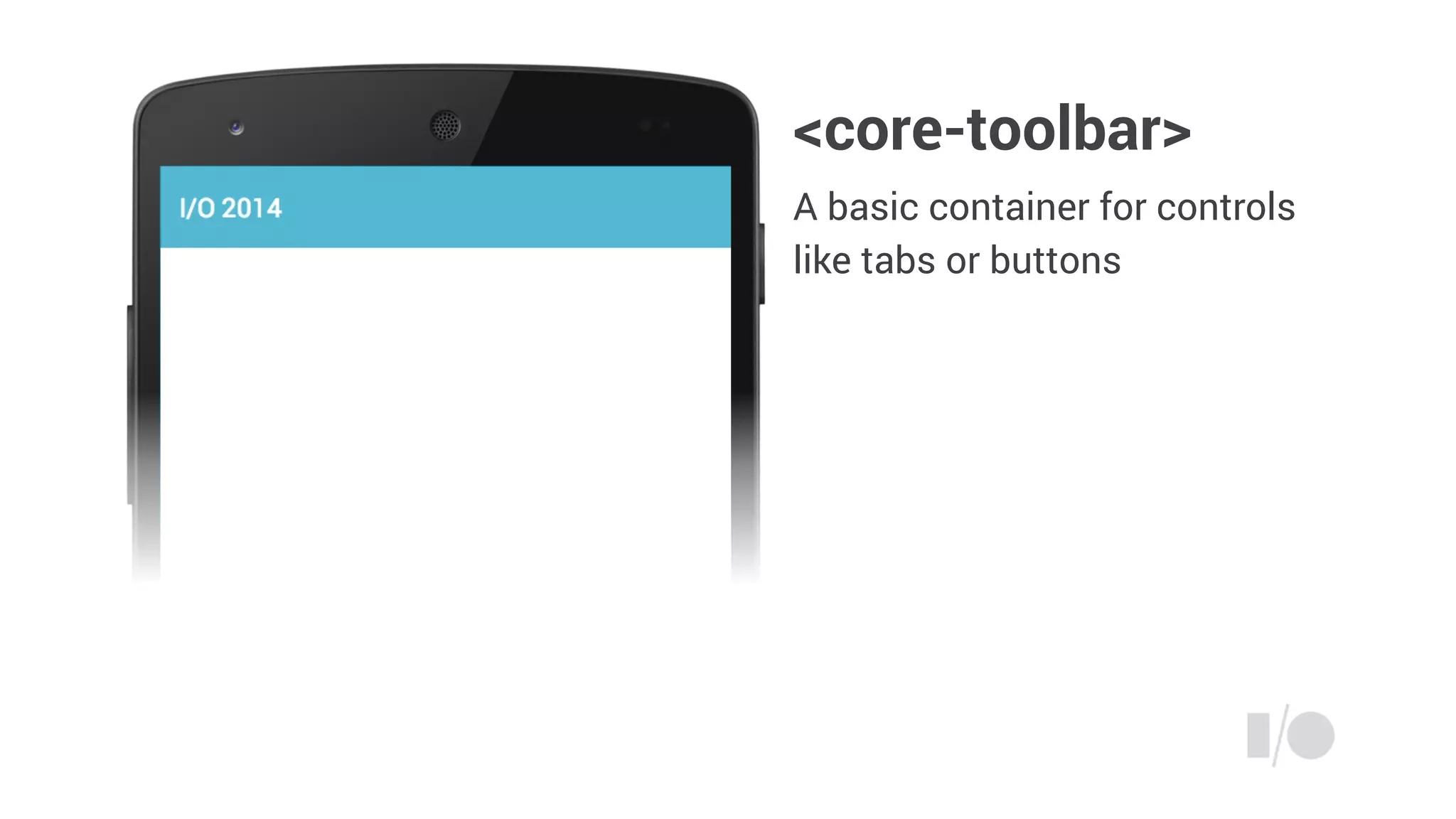 <core-toolbar>
A basic container for controls
like tabs or buttons
 
