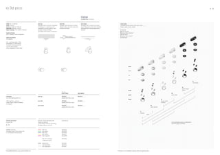 io 3d pico
pads
up
flat
track
base
body
pads
head
LED 3000 K
5V 40 13 _ _ _ _
5V 40 03 _ _ _ _
5V 40 43 _ _ _ _
pico up
pico ﬂat
pico track
6Z 48 52 0Z
6K 60 2R
6K 60 2G
6K 60 2B
6K 60 2Y
6K 60 2M
6K 60 2S
6K 60 80
6K 60 40
6K 60 35
head 45°, ø 100 mm
body H 80 mm
base up ø 88 mm, H 29 mm
base ﬂat ø 88 mm, H 8 mm
track housing L181× W 46 × H 46 mm
head and body
360° rotatable, head changeable
pads and inserts
changeable
incl. »next generation« LED,
switchable 13 /18 W output,
touchless dimming function
(can be deactivated),
driver integrated in lamp head
io 3d pico
incl. lens (lighting effect C)
LED »high flux« versions
(3000 / 3500 / 4000 K) available
on request
art. no.
LED 2700 K
5V 40 12 _ _ _ _
please add color code
5V 40 02 _ _ _ _
please add color code
5V 40 42 _ _ _ _
please add color code
color code
complete article number with color code: _ _ _ _
(head + pads + body + base)
C chrome
M matt chrome
B glossy white (bianco)**
W matt white
N glossy black (nero)**
S matt black
C
chrome
M
matt chrome
B
glossy white
(bianco)
W
matt white
N
glossy black
(nero)
S
matt black
recommended surface combinations
(see last page for details)
*compatible dimmers: www.occhio.de/dim_en
pico ﬂat
Spotlight with flat base for hollow
ceiling / hollow wall with cavity box,
external converter
pico track
Spotlight with converter for power
track integrated in the track housing,
dimmable with trailing edge phase
dimmer*
available from 10 / 2013
pico up
Spotlight with converter integrated
in the base for surface-mount
installation on solid ceiling / wall,
through-wiring possible,
dimmable with phase-cut dimmer*
converter
48 V DC, 25 W, dimmable with
phase-cut dimmer
L105 × W 65 × H 25 mm (mounting
through ø 68 mm cut-out)
Occhio converter*
for pico flat
inserts (optional)
individual order of the inserts only
in combination with the lamp
filter red
filter green
filter blue
filter yellow
filter magenta
filter set (5 pieces,
1 piece per color)
fresnel lens
satinised glass
soft edge glass
converter
converter
**the body is not available in glossy white and glossy black.
36 37
 