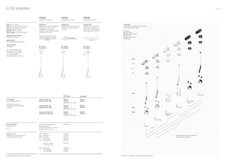 io 3d sospeso
pads
80 – 180 cm
180 – 280 cm
80 – 180 cm
180 – 280 cm
80 – 180 cm
180 – 280 cm
body
pads
head
up
flat
track
base
LED 3000 K
5E 28 13 _ _ _ _
5E 29 13 _ _ _ _
5E 28 03 _ _ _ _
5E 29 03 _ _ _ _
5E 28 43 _ _ _ _
5E 29 43 _ _ _ _
sospeso up 80 – 180
sospeso up 180 – 280
sospeso ﬂat 80 – 180
sospeso ﬂat 180 – 280
sospeso track 80 – 180
sospeso track 180 – 280
6Z 48 52 0Z
6K 60 2R
6K 60 2G
6K 60 2B
6K 60 2Y
6K 60 2M
6K 60 2S
6K 60 80
6K 60 40
6K 60 35
head 22,5°, ø 100 mm
body 800 –1800 mm /1800 – 2800 mm
(other lengths available on request)
base up ø 88 mm, H 35 mm
base ﬂat ø 88 mm, H 8 mm
track housing L181× W 46 × H 46 mm
height adjustment element
integrated in the base
head and body
360° rotatable, head changeable
pads and inserts
changeable
incl. »next generation« LED,
switchable 13 /18 W output,
touchless dimming function
(can be deactivated),
driver integrated in lamp head
C
chrome
M
matt chrome
B
glossy white
(bianco)
W
matt white
N
glossy black
(nero)
S
matt black
recommended surface combinations
(see last page for details)
sospeso track
Spotlight with converter for
power track integrated in the
track housing, dimmable with
trailing edge phase dimmer*
io 3d sospeso
incl. lens (lighting effect C)
LED »high flux« versions
(3000 / 3500 / 4000 K) available
on request
Occhio converter*
for sospeso flat
sospeso ﬂat
Spotlight with flat base for hollow
ceiling with cavity box, external
converter
sospeso up
Spotlight with converter integrated
in the base for surface-mount
installation on solid ceiling,
through-wiring possible, dimmable
with phase-cut dimmer*
inserts (optional)
individual order of the inserts only
in combination with the lamp
5E 28 12 _ _ _ _
5E 29 12 _ _ _ _
please add color code
5E 28 02 _ _ _ _
5E 29 02 _ _ _ _
please add color code
5E 28 42 _ _ _ _
5E 29 42 _ _ _ _
please add color code
48 V DC, 25 W, dimmable with
phase-cut dimmer
L105 × W 65 × H 25 mm (mounting
through ø 68 mm cut-out)
filter red
filter green
filter blue
filter yellow
filter magenta
filter set (5 pieces,
1 piece per color)
fresnel lens
satinised glass
soft edge glass
art. no.
LED 2700 K
*compatible dimmers: www.occhio.de/dim_en
converter
converter
converter
color code
complete article number with color code: _ _ _ _
(head + pads + body + base)
C chrome
M matt chrome
B glossy white (bianco)**
W matt white
N glossy black (nero)**
S matt black
**the body is not available in glossy white and glossy black.
available from 10 / 2013 available from 10 / 2013 available from 10 / 2013
40 41
 