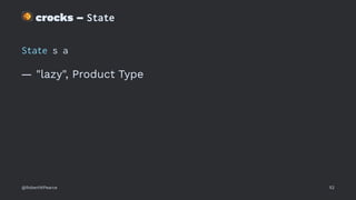 !
crocks – State
State s a
— "lazy", Product Type
@RobertWPearce 52
 