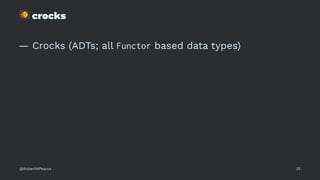 !
crocks
— Crocks (ADTs; all Functor based data types)
@RobertWPearce 35
 