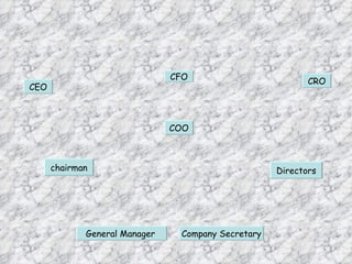 chairman Directors Company Secretary CEO CRO COO General Manager  CFO 