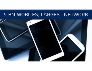 5 bn mobiles; largest network
 