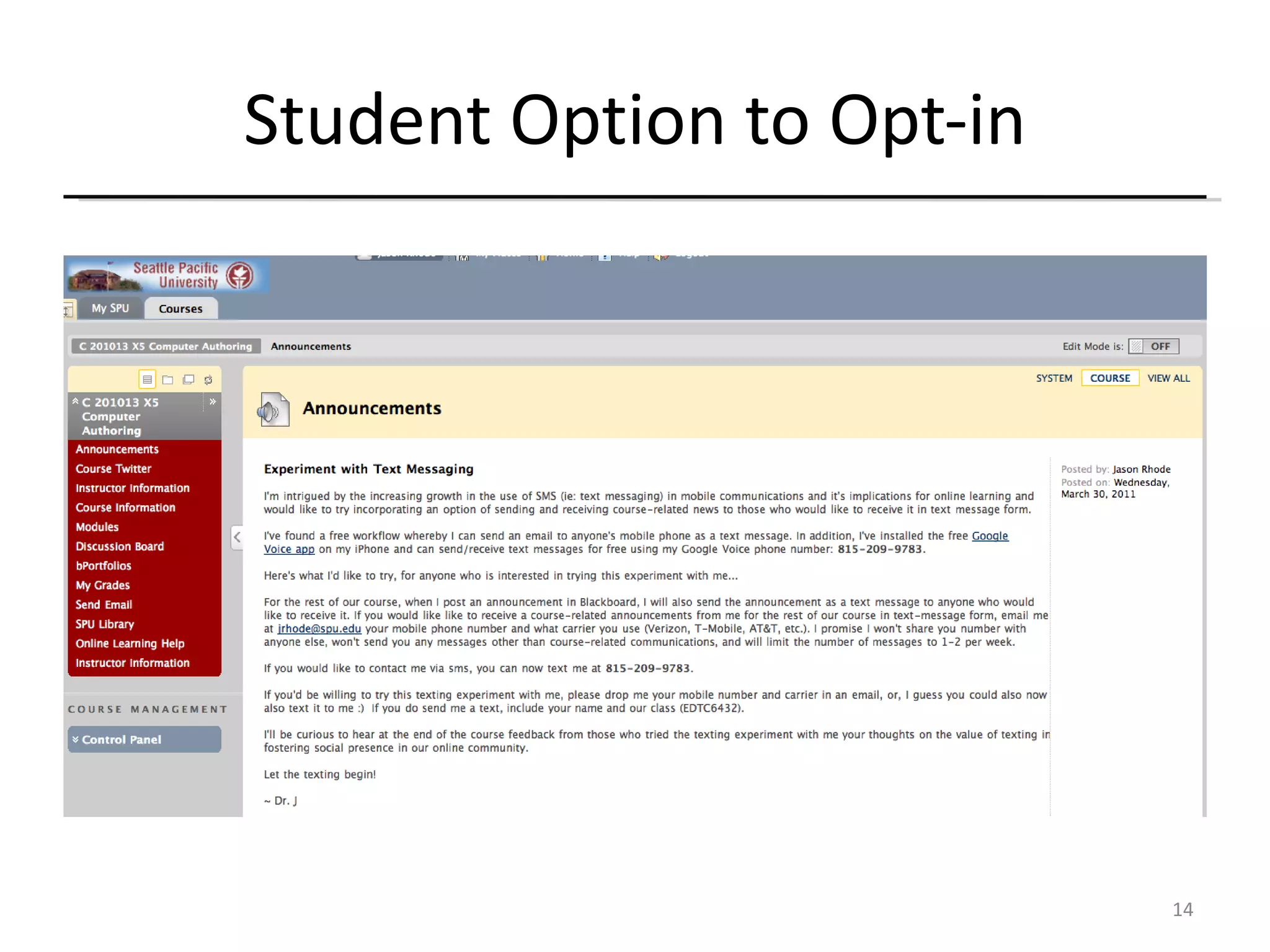 Student Option to Opt-in