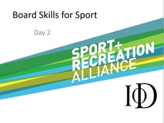 Board Skills for Sport
Day 2

 